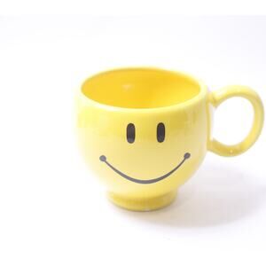 Teleflora Gift, 1960s Style, Yellow Mug, Smiley Face Kitchen Decor, Collectible